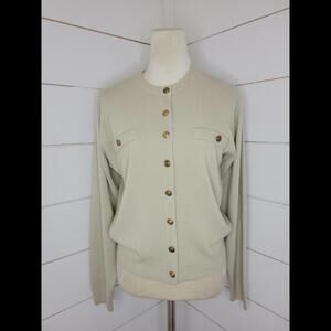 Vintage Kerri N Kelsey medium cream with gold buttons cardigan sweater